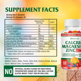 Calcium Magnesium Zinc Gummies with Vitamin D3 & K2 - High Potency Enhanced Absorption - Orange and Berry Flavored