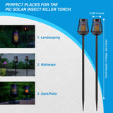 PIC Solar Insect Killer Torch (DFST), Bug Zapper and Flame Accent Light, Kills Bugs on Contact - Twin Pack