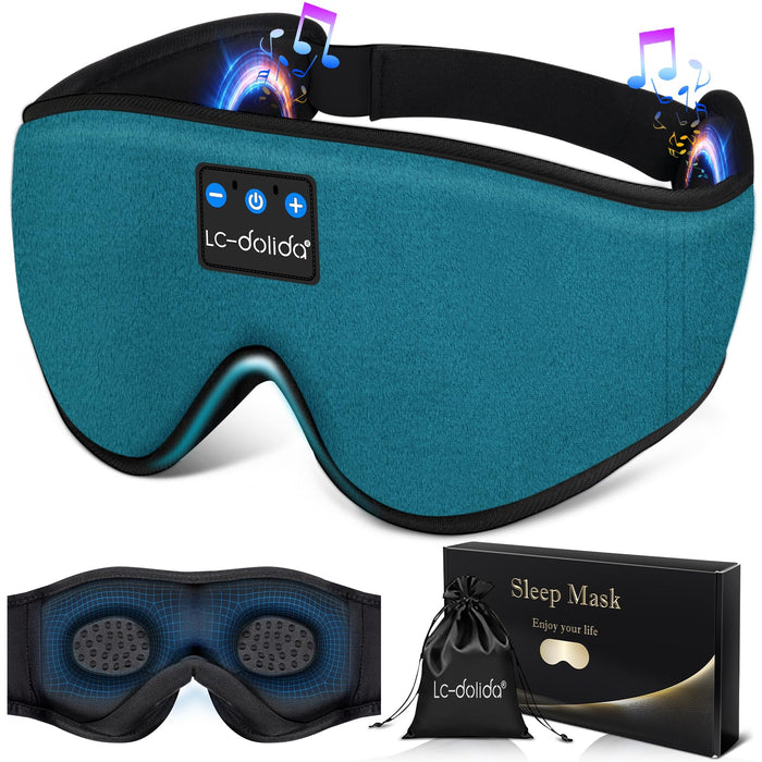 Sleep Mask with Bluetooth Headphones,LC-dolida Sleep Headphones Bluetooth Sleep Mask 3D Sleeping Headphones for Side Sleepers Best Gift and Travel Essential (Blue)