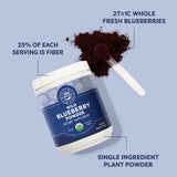 Vimergy USDA Organic Wild Blueberry Supplement Powder, 62 Servings – Natural Wild Blueberries - Fruit Powder for Smoothies, Juices, Fruit Bowls – Low-Bush, Non-GMO, Gluten-Free, Vegan, Paleo (250g)