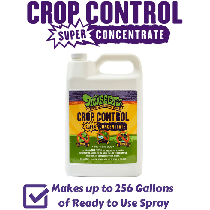 Trifecta Crop Control Super Concentrate All-in-One Natural Pesticide, Fungicide, Miticide, Insecticide, Help Defeat Spider Mites, Powdery Mildew, Botrytis, Mold, and More on Plants - Gallon