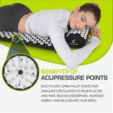 ProsourceFit Acupressure Mat and Pillow Set for Back/Neck Pain Relief and Muscle Relaxation, Black Large