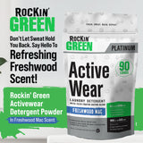 Rockin' Green Laundry Detergent, Plant based, All Natural Laundry Detergent Powder, Vegan and Biodegradable Odor Fighter, Safe for Sensitive Skin (Active Wear 90 Loads - Freshwood Mac)