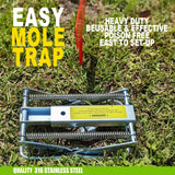 Mole Traps Scissor Solid Metal, Easy Step to Set, Heavy Duty Mole Killer for Lawns, Ground Mole Traps 2 Packs