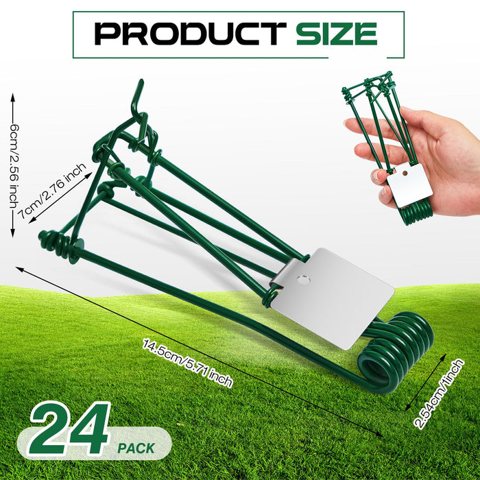 Qualirey 24 Pcs Outdoor Gopher Trap Easy Set Mole Trap Weather Resistant Gopher Killer Vole Trap for Lawn Garden Farm (Green)