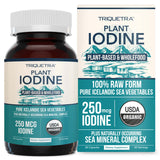 Organic Iodine Supplement from Sea Vegetable Complex, Whole Food & Raw Form - Iodine Plus Trace Mineral Complex – Contains Purest Icelandic Sea Kelp, Irish Moss & Bladderwrack (250 mcg)