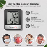 ThermoPro TP49 2 Pieces Digital Hygrometer Indoor Thermometer Humidity Meter Mini Hygrometer Thermometer with Temperature and Humidity Monitor Room Thermometer Black