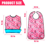 TaoTazon Adult Bibs,3 Packs Cherry Blossom Adult Bibs for Women Eating Washable with Crumb Catcher