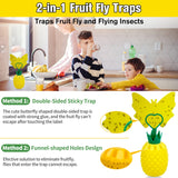 Fruit Fly Trap with Sticker, Effective Fly Catcher Gnat Traps for House Indoor, Fruit Fly Killer Comes with Attractant and Double-Sided Sticker, Non-Toxic Reusable Fly Trap for Home, Kitchen - 4 Pack