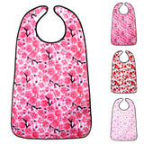 TaoTazon Adult Bibs,3 Packs Cherry Blossom Adult Bibs for Women Eating Washable with Crumb Catcher