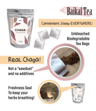 Chaga Tea - 100% Wild Siberian Birch Chaga Mushroom - Organic - 30 Unbleached Tea Bags - Pure No Additives - Natural Detox and Digestive Support - Hand-Picked by Baikal Tea