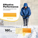 VIVOHOME 37 Inch Plastic Snow Plow Pusher Shovel with Wheels, Bi-Direction Snow Removal Tool with Adjustable Handle and Angled Blade for Doorway Sidewalk Driveway Deck, Yellow