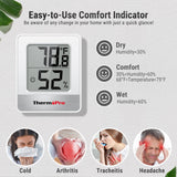 ThermoPro TP49 2 Pieces Digital Hygrometer Indoor Thermometer Humidity Meter Mini Hygrometer Thermometer with Temperature and Humidity Monitor Room Thermometer