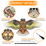 Flerigh Bird Hawk Flying Kite with Pole Crop Protector Bird Scare Flying Kite with 4m Pole - Owl Kite