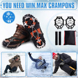 WIN.MAX Crampons for Shoes, Traction Cleats Ice Snow Grips with 19 Stainless Steel Spikes, Shoe Talons Anti - Slip Boots Spikes for Walking, Jogging, Climbing and Hiking (Black, M)