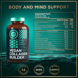 Vegan Collagen Builder Tablets - Cruelty-Free Vegan Collagen Supplements - Organic Plant Based Collagen Booster for Younger-Looking Skin, Strong Hair, Nails, Joints - 30 Non-GMO Biotin Collagen Pills