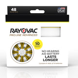 Rayovac Proline Advanced Mercury-Free Hearing Aid Batteries 48/Box Size 10