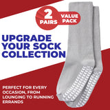 Extra Wide Socks for Swollen Feet Women, Diabetic Socks for Women 9-11, Hospital Socks with Grips for Women, Non Slip Socks Womens, Non Skid Socks for Seniors, Cast Socks Over Cast - 2 Pairs Gray