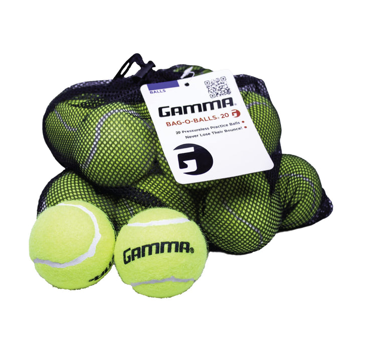 GAMMA Sports Pressureless Tennis-Balls with Mesh Tennis-Ball Bag 20 Pack