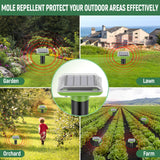 Solar Mole Repellent Ultrasonic,2024 Newest Mole Vole Gopher Repellent Outdoor Solar Powered,Waterproof Mole Killer Traps for Yard, Effectively Repels Garden and Yard Voles,Snakes,Gophers,Green-2pc