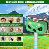 Ultrasonic Animal Repeller Outdoor, Cat Repellent Solar Animal Repeller Dog Deterrent with Motion Sensor&Light, Yard Farm Garden Repellent for Cat Squirrel Dog Rabbit Raccoon Skunk Fox Deer 2 Pack