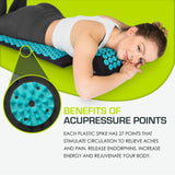 ProsourceFit Acupressure Mat and Pillow Set for Back/Neck Pain Relief and Muscle Relaxation, Black/Aqua