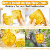 Wasp Traps Outdoor Hanging, Bee Traps Repellent Yellow Jacket Catchers Killer for Outside, Hornet Deterrent Non-Toxic Reusable Hanging Wasp Traps (Orange, 2 Pack)