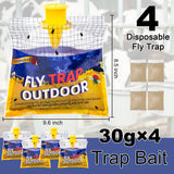 Fly Traps Outdoor Fly Trap Hanging with 30g Fly Bait, Natural Pre-Baited Fly Bags Outdoor Disposable Stable Horse Ranch Fly Trap Bag Fly Catchers Killer Outdoor 4 Pack