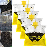 Fly Traps Outdoor Hanging, 4 Natural Pre-Baited Fly Hunter Stable Horse Ranch Fly Trap, Mosquito Fly Bags Outdoor Disposable Catchers Killer Repellent for Barn Farm Patio & Camping