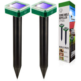 Livin' Well Solar Sonic Pest Repeller Stakes - 2pk Outdoor Pest Repellent with 2,500 Feet Range, Solar Powered Animal Control, Rodent Repellent and Deterrent for Mole, Vole, Gopher