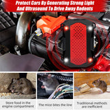 2 Pack Ultrasonic Rodent Repellent Under Hood Animal Repeller Battery Powered with Red & White Strobe Lights Rat Deterrent Out of Car Engines Mouse Blocker Rodent Defense Vehicle Protection