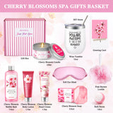 Gifts for Women Birthday Gifts for Women, Bath and Body Works Gift Set- 10 Pcs Valentine's Mother's Day Gifts and Cherry Blossoms Self Care Package Gift Women, Relaxing Spa Gift Basket for Women