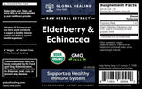 Global Healing Center USDA Organic Elderberry & Echinacea Liquid Supplement Tincture | Antioxidant Immune Support Against Harmful Organisms for Adults and Kids, Vegan, Non-GMO, 2-Month Supply (2 Oz)