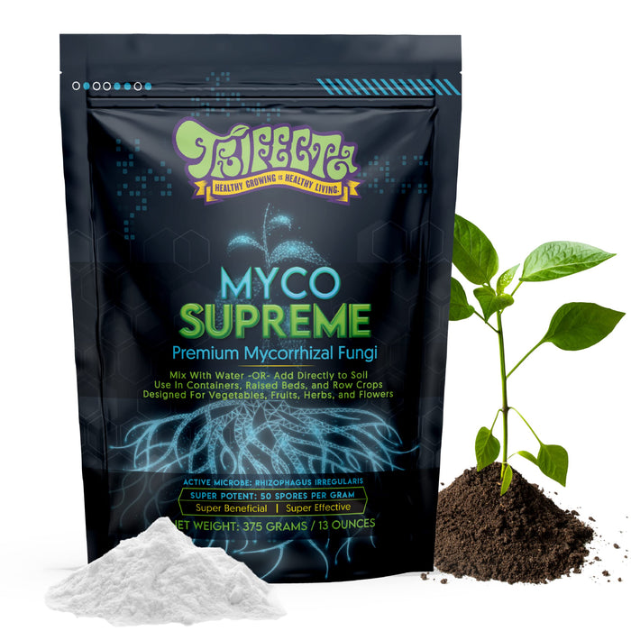 Mycorrhizal Fungi Root Enhancer for Plants - Bigger, Stronger, Healthier Roots, Use In Soil and Hydroponics - Super 20X Concentrated Mycorrhizae Inoculant Strain - Trifecta Myco Supreme (375 Grams / 13 OZ)