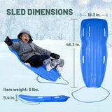 Slippery Racer Downhill Xtreme Flexible Adults and Kids Plastic Toboggan Snow Sled for Up to 2 Riders with Pull Rope, (2 Pack) (Red/Blue)