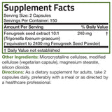 Bronson Fenugreek Seed Powder Capsules Extra Strength, Trigonella Foenum-Graecum, Non-GMO, Soy-Free, Vegetarian, 300 Capsules