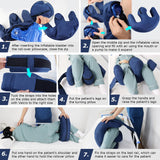 YHK Patient Turning Device, Prevent Muscle Atrophy Elderly with Removable Straps U-Shaped Multifunctional Turning Pillow, Bedridden Nursing Supplies for The Elderly（Dark Blue Straps）