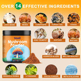 Mushroom Powder Blend (75 Servings), Ten Mushroom Supplement with Lions Mane, Reishi, Cordyceps, Chaga, Mushroom Powder for Coffee Alternative, Matcha| Energy, Focus, Immune Support