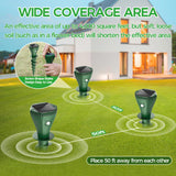 Mole Repellent for Lawns, Mole Killer Solar Powered, Snake Away Repellent for Outdoors,Ultrasonic Gopher Vole Repellent Killer Screw Keep Skunk Chipmunk Armadillo Groundhogs Out Your Yard, 4 Pack