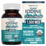 Organic Iodine Supplement – 1,500 mcg Iodine, Max Strength - from Sea Vegetable Complex, Whole Food & Raw Form – Contains Purest Icelandic Sea Kelp, Irish Moss & Bladderwrack (1500 mcg)