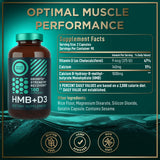HMB and Vitamin D3 Supplement Capsules - Strength, Performance and Recovery Support - B-Hydroxy B-Methylbutyrate 1,000 MG HMB Supplements with Vitamin D3 and Calcium - 90 Day Servings, 180 Capsules