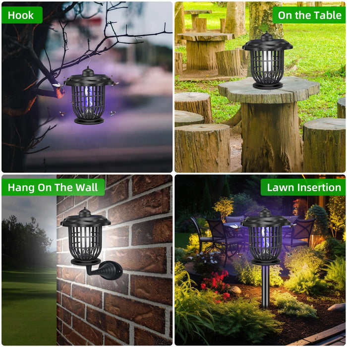 2024 Upgraded Solar Bug Zapper Outdoor, Mosquito Zapper Outdoor UV Bug Lights Mosquito Killer Mosquito Repellent for Outdoor Use Garden Pathway Patio,2 Pack