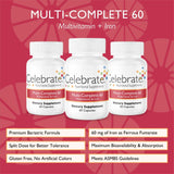 Celebrate Vitamins Multi-Complete 60 Bariatric Multivitamin with Iron Capsules, 60 mg of Iron, for Post-Bariatric Surgery Patients, 180 Count