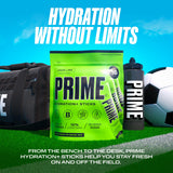 PRIME HYDRATION+ Sticks LEMON LIME | Hydration Powder Single Serve Sticks | Electrolyte Powder On The Go | Low Sugar | Caffeine-Free | Vegan | 16 Sticks