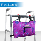 RMS Walker Bag with Soft Cooler - Water Resistant Tote with Temperature Controlled Thermal Compartment, Universal Fit for Walkers, Scooters or Rollator Walkers (Purple Flower)