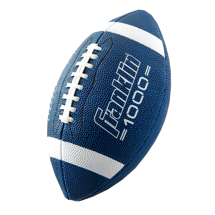 Franklin Sports Youth Football - 1000 Junior Kids Football - Synthetic Leather Youth Junior Football for Kids - Outdoor All-Weather Footballs - Extra Grip Kids Football - 1 Pack - Blue + White