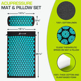 ProsourceFit Acupressure Mat and Pillow Set for Back/Neck Pain Relief and Muscle Relaxation, Black/Aqua