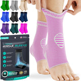Modvel Ankle Brace for Women & Men - 1 Pair of Ankle Support Sleeve & Ankle Wrap - Compression Ankle Brace for Sprained Ankle, Achilles Tendonitis, Plantar Fasciitis, & Injured Foot - Medium, Pink