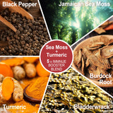 Sea Moss Capsules, 120 Counts Irish Sea Moss, Burdock Root, Bladderwrack, Turmeric Raw Organic Jamaican Sea Moss Supplement for Immune System, Detox Cleanse, Thyroid & Skin Health, Vegan